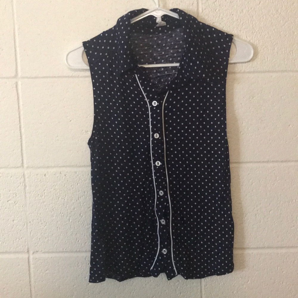 Polka dot tank top button up